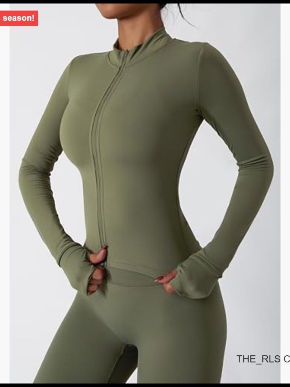 Two Piece Tracksuit Set with Long Sleeve Zipper Jacket and High Waist Leggings - Picture 5 of 7